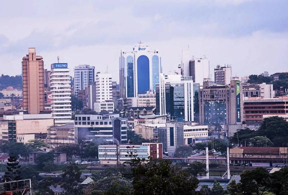 Urban city skyline representing trade, finance, and market connections