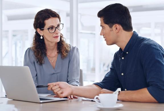 Man and woman talking