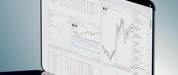 Professional trading software showing live market data, price charts, and technical indicators used for trading, risk management, and investment decision-making.