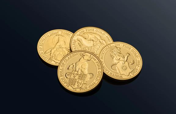 British Royal Mint Gold Bullion Coins on Black Background