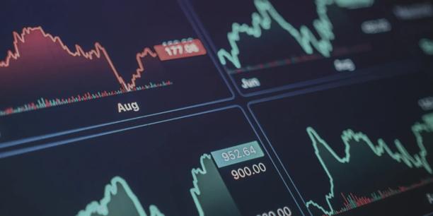 Financial market charts displaying price movements, trend analysis, and trading performance data on a digital screen.