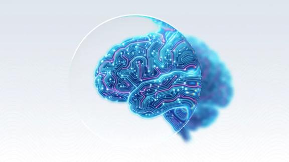 Digital brain with glowing circuit patterns inside a transparent sphere, representing Anthropic's AI technology and IPO market potential.