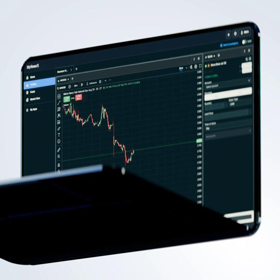 Online trading platform displaying a financial market price chart
