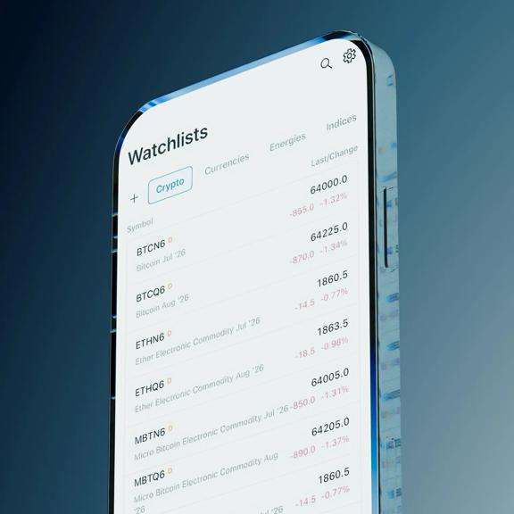 Smartphone displaying a cryptocurrency watchlist with digital asset prices and market data.