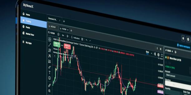 Online trading dashboard showing live market data.