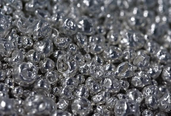 Refined silver granules produced through StoneX Metals’ sustainable silver recovery and refining operations
