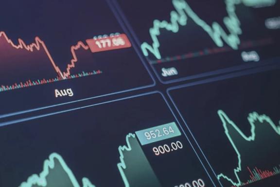 Close-up of market charts and price movements illustrating futures margin accessibility, contract sizing and market analysis.