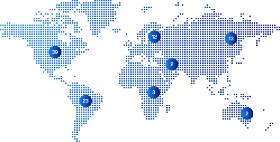 A global map made up of small square pixels