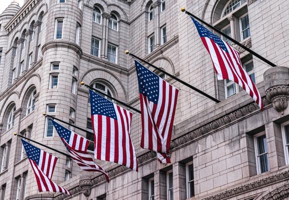 White House with US Flag overlaid