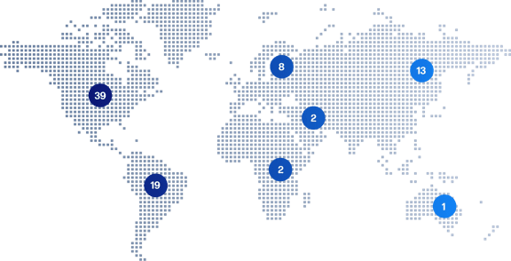 A global map made up of small square pixels
