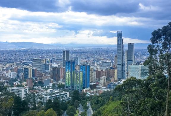 Skyline of Bogotá, Colombia, highlighting StoneX Payments' new cross-border payment services