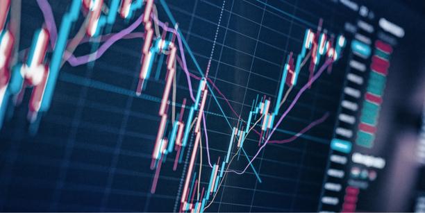 Futures trading chart with price movements and technical indicators, representing market analysis by contract month, market sector and event type.