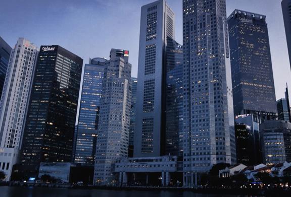 Modern skyscrapers in an international financial district