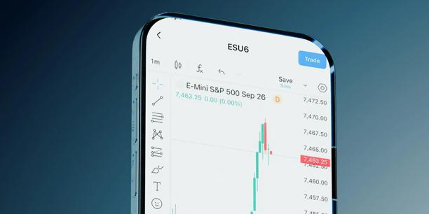 Smartphone displaying a futures trading chart
