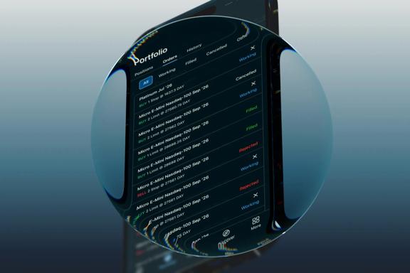 Mobile trading platform displaying financial markets and live price movements.